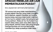 Menelan Air Liur Tidak Membatalkan Pausa, Ini Penjelasannya