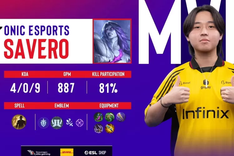 Moskov Savero MVP di game kedua, ONIC Esports vs EVOS Holy (YouTube MPL Indonesia)