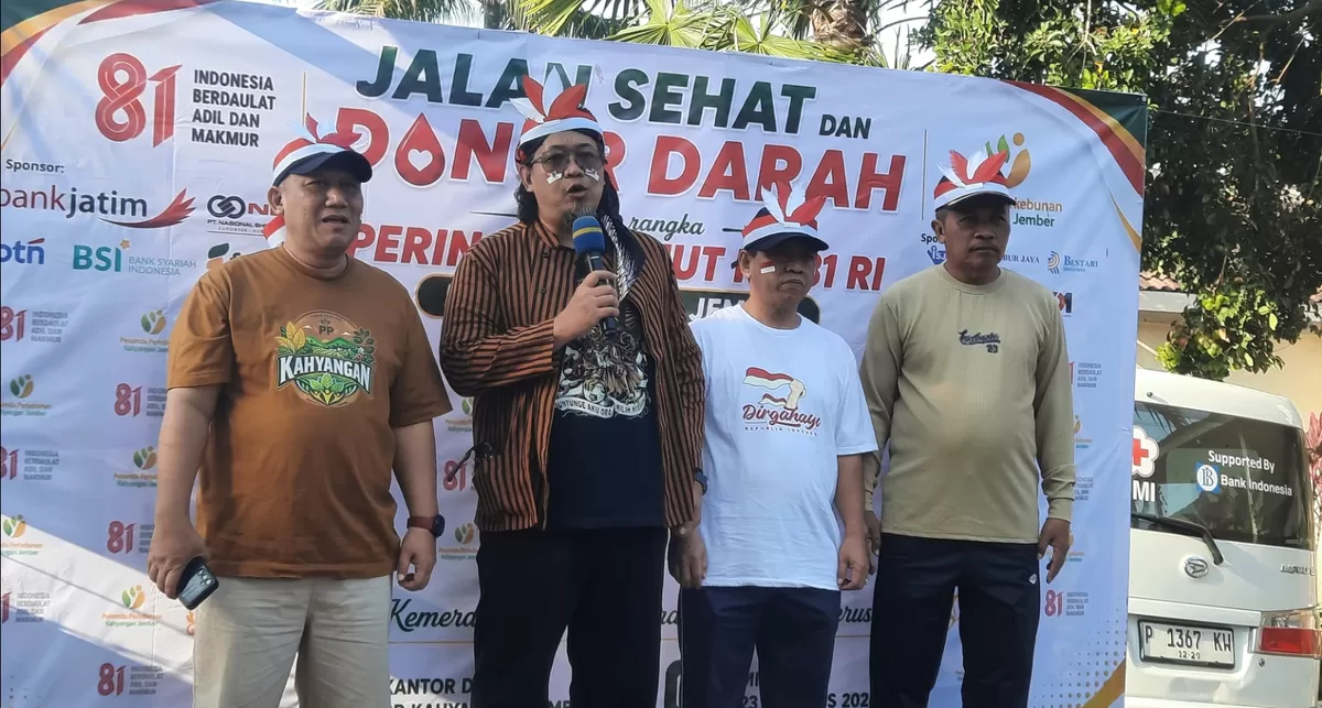 Dirut PP Kahyangan Jember, Gogot Cahyo Baskoro di acara Jalan Sehat dan Donor Darah PP Kahyangan, Minggu, 23 Agustus 2026.