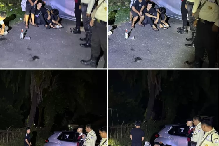Sekelompok remaja yang asyik pesta minuman keras (miras) di kawasan Komperta, Kecamatan Talang Ubi, Kabupaten PALI, dibubarkan polisi. Aksi para remaja ini terendus setelah ada laporan dari warga sekitar. (B4R/KetikPos.com)