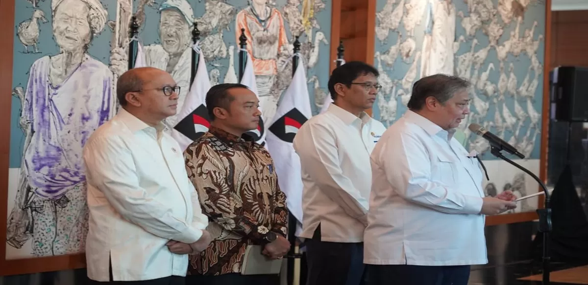 Menteri Koordinator Bidang Perekonomian Airlangga Hartarto saat menyampaikan Keterangan Pers di Wisma Danantara, Jumat (30/1/2026). (Kalimantansatu.com/Dok. Danantara Indonesia)