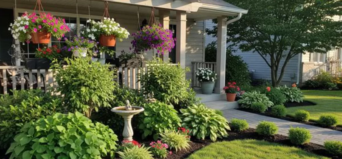 Gambar Taman depan rumah bukan hanya sekadar pemanis tampilan eksterior, tetapi juga memiliki peran penting dalam menciptakan suasana rumah yang lebih sejuk, nyaman, dan sehat.  (Gemini Ai)
