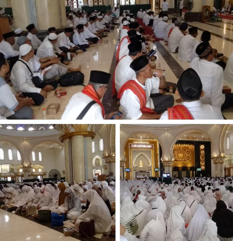 Sebanyak 2.400 calon jemaah haji mengikuti Bimtek Manasik Haji yang berlangsung di Masjid Izzatul Islam Grand Wisata, Tambun Selatan, Kabupaten Bekasi, Jawa Barat, Minggu (21/4/2024). (FOTO: Dharma/)