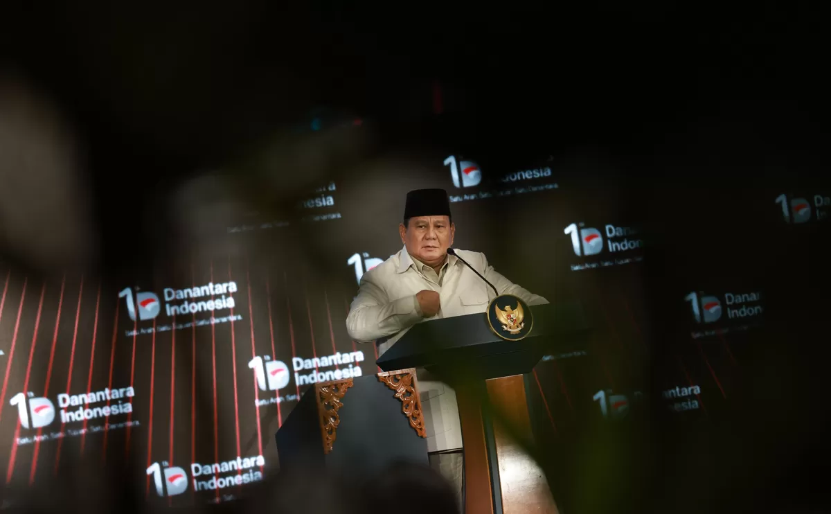 Presiden Prabowo Subianto saat acara syukuran satu tahun berdirinya Danantara di Wisma Danantara Indonesia, Rabu (11/3/2026). (Kalimantantansatu.com/Dok. Bakom RI)
