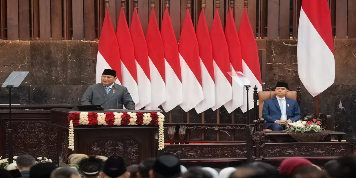 Presiden Prabowo Subianto pada pidato kenegaraan pada Sidang Tahunan MPR RI dan Sidang Bersama DPR-DPD RI di Kompleks Parlemen, Senayan, Jakarta, Jumat (14/8/2026). (Dok. Bakom RI)