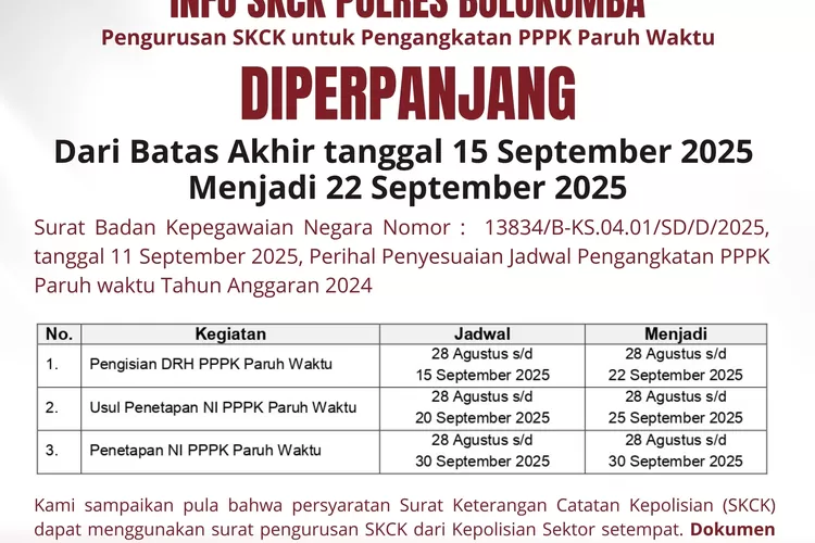 Tangkapan layar info dari Polres Bulukumba terkait pengurusan SKCK. 