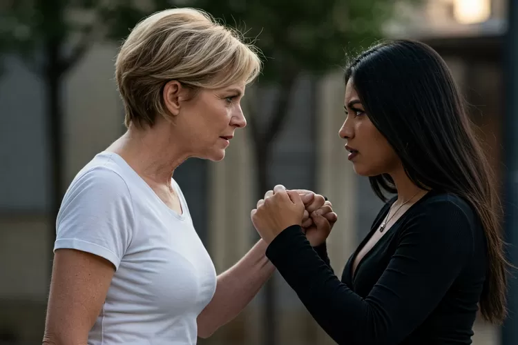 ILustrasi dua perempuan saling tatap hingga terlibat keributan.