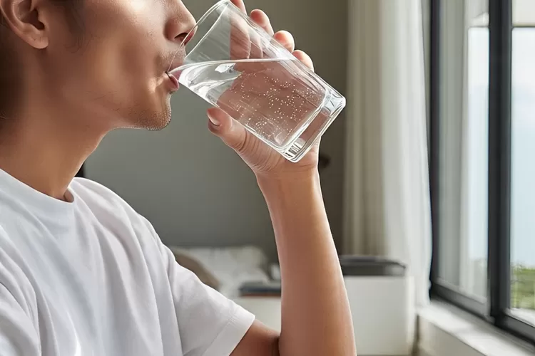 Ilustrasi seseorang minum air putih  (Meta)