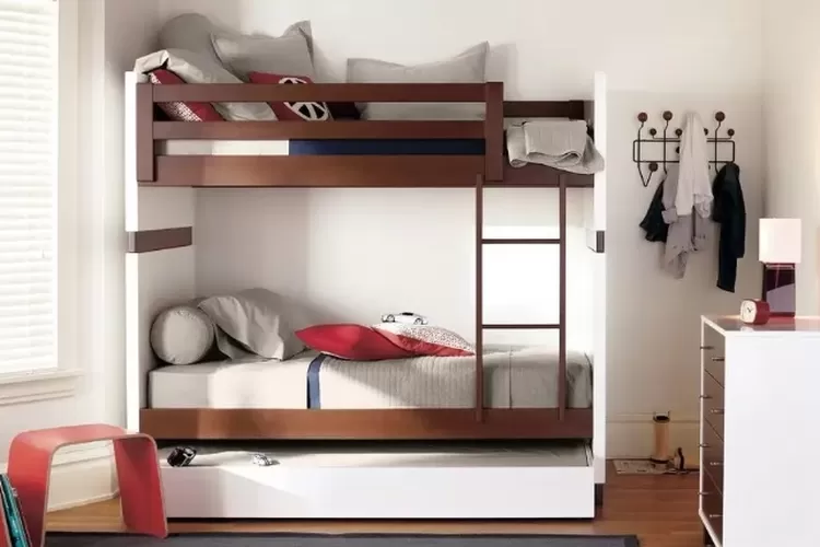Ilustrasi tempat tidur tingkat minimalis untuk anak