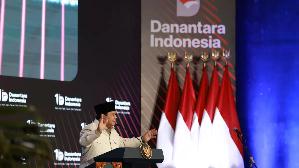 Presiden Prabowo Subianto mengaku bangga dengan kinerja Badan Pengelola Investasi Daya Anagata Nusantara (BPI Danantara) saat acara syukuran satu tahun berdirinya Danantara di Wisma Danantara Indonesia, Rabu (11/3/2026). (Kalimantansatu.com/Dok. Bakom RI)