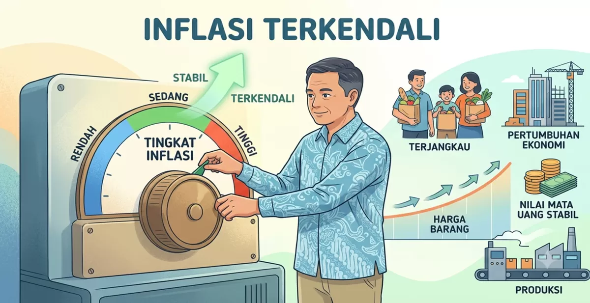 Ilustrasi inflasi terkendali. (Kalimantansatu.com via Gemini AI)
