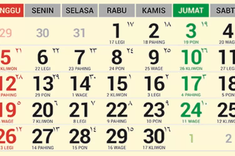 Tanggalan Jawa Rabu 15 November 2023 Lengkap Dengan Kalender Bulan ...