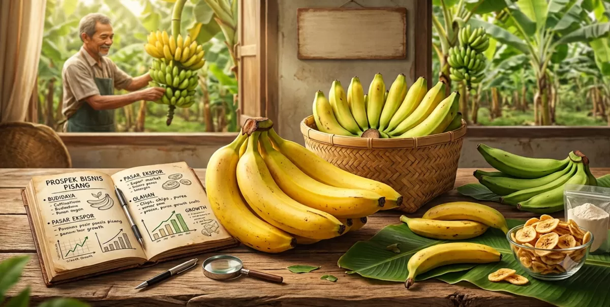 ILUSTRASI - Cara Cerdas Menjaga Mutu Pisang dari Kebun Hingga Pasar ! Jangan Diabaikan, Keberhasilan Budidaya Bisnis Pisang Sangat Bergantung pada Penanganan (Dibuat Kalimantansatu.com via Gemini AI)