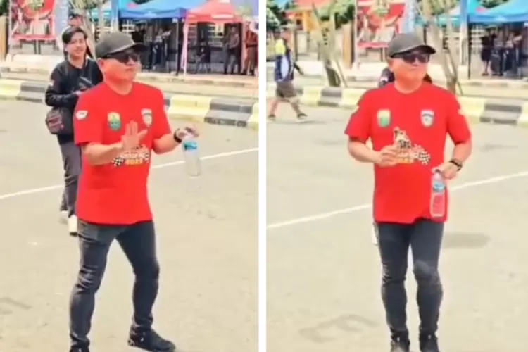 Bupati Buol joget asyik di arena balap motor di Buol, Jum'at (8/8/2025)..