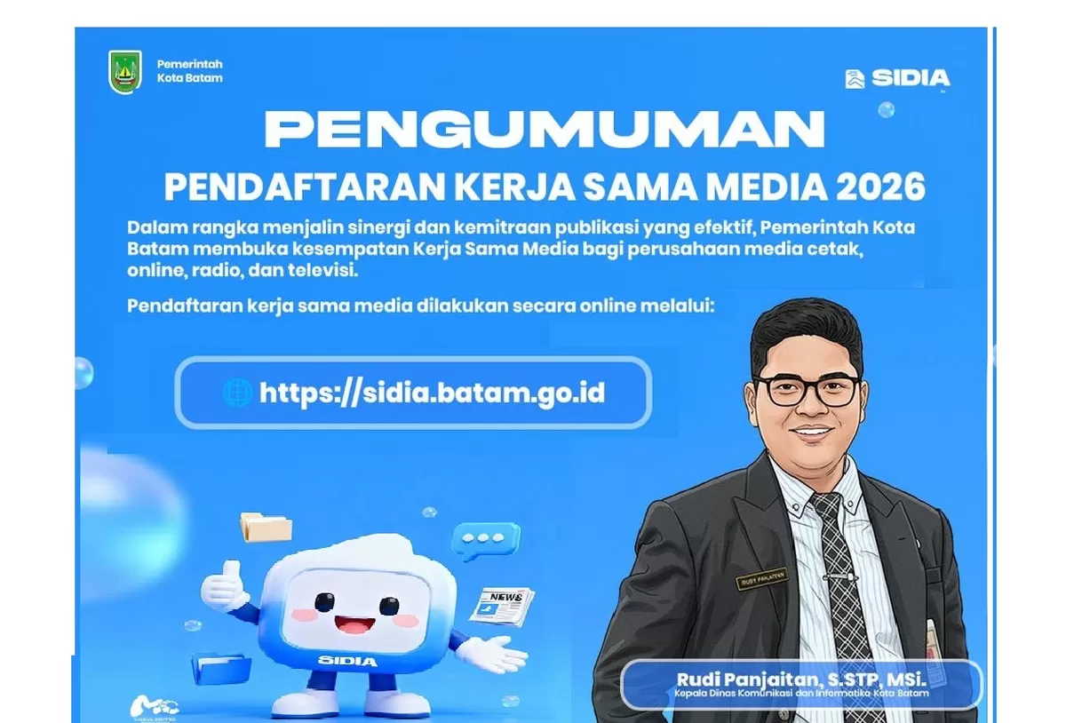 Pengumuman pendaftaran kerja sama Pemko Batam bersama media tahun 2026 dilakukan melalui aplikasi SIDIA.