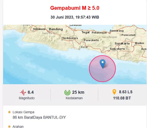 Breaking News: BMKG Melaporkan Gempa Bumi Magnitudo 6,4 Pada Lokasi 86 ...