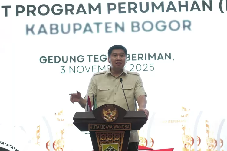 Menteri PKP Maruarar Sirait pada Sosialisasi KUR Perumahan dan Fasilitas Likuiditas Pembiayaan Perumahan (FLPP) di Aula Tegar Beriman, Cibinong, Kabupaten Bogor, Senin (3/10/2025).  (DOKUMEN DISKOMINFO)