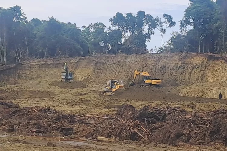 2 alat berat melakukan cutting di bukit sekitar lokasi proyek land clearing persiapan lahan kantor bappelitbangda  Morowali  (One metrosulteng)