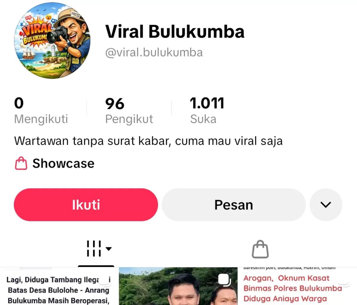 Akun Tiktok Viral Bulukumba dilaporkan ke polisi soal informasi hoaks (Foto: TikTok@viral.bulukumba)