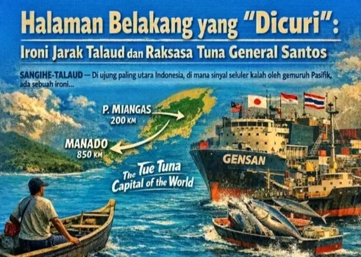 Ilustrasi ironi Talaud dan Raksasa Gensan (Foto:Dok.LM)