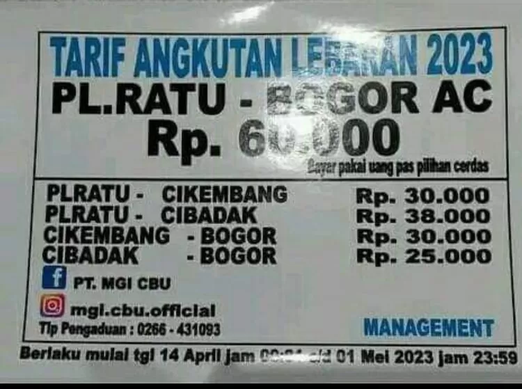 Ini Tarif Ticket Bus MGI Angkutan Lebaran 2023 Berbagai Jurusan ...