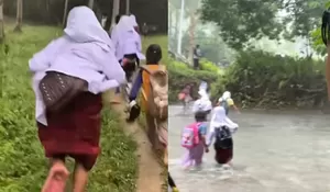 Momen Viral Siswa SD di Pelosok Sulteng Lari-larian Lewat Kebun untuk Seberangi Sungai saat Pulang Sekolah, Khawatir Air Meluap saat Hujan Turun