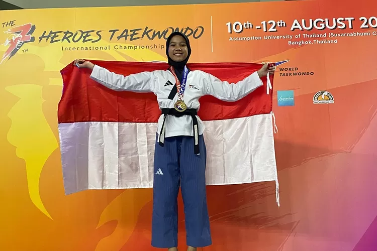 Najla Audrey Dirgantara usai bertandi pada The 7th Heroes Taekwondo International Championship 2024, di Bangkok, Thailand. (DOK PRIBADI)