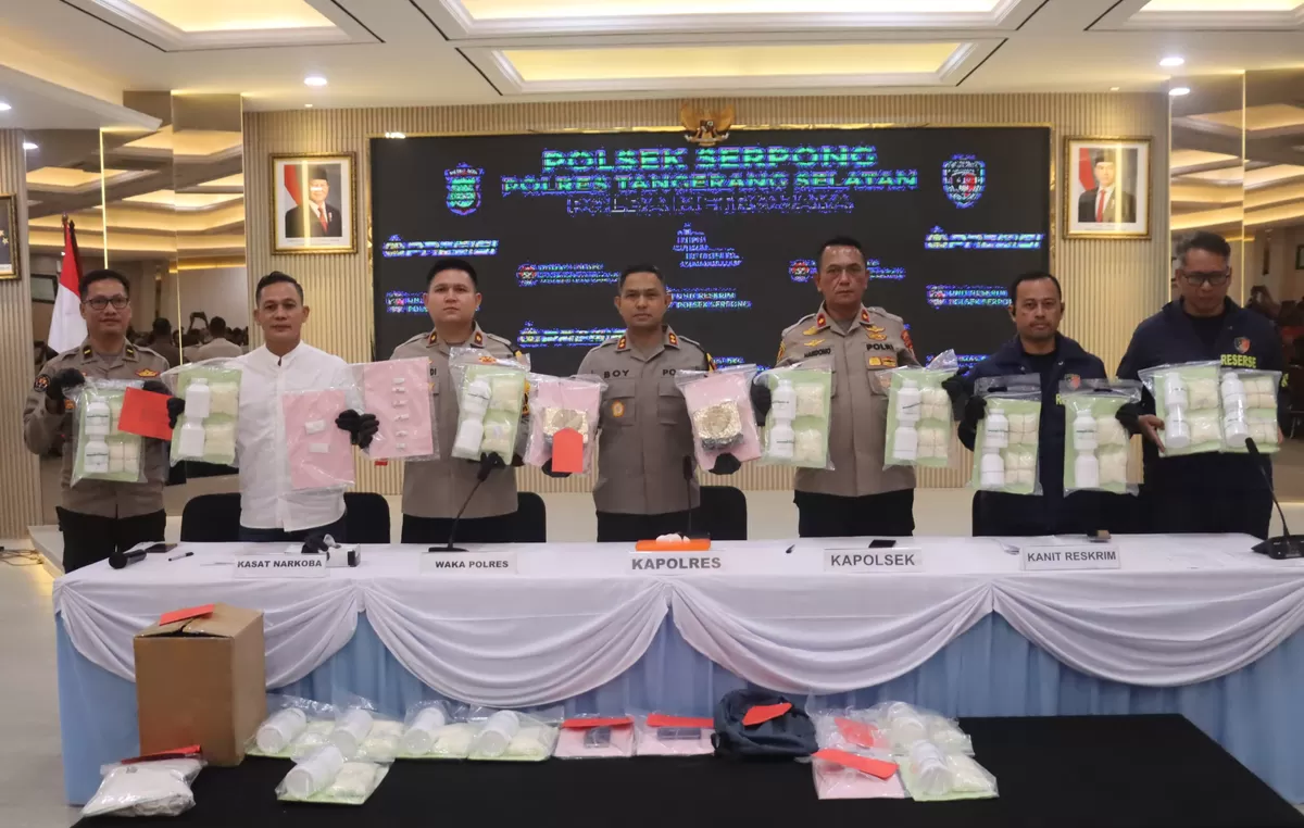 Konferensi pers yang digelar di Markas Polres Tangerang Selatan