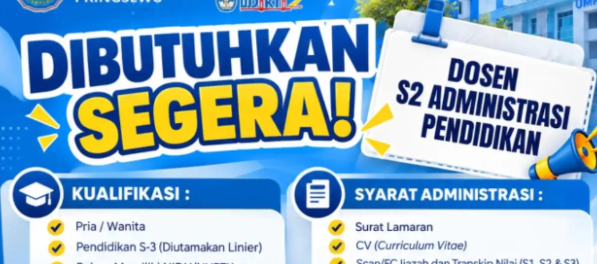 UMPRI Lampung Perpanjang Lowongan Dosen hingga 30 Oktober 2026, Cek Syaratnya. (Instagram/@lowonganpendidik)