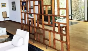 Dekorasi Multifungsi yang Estetik dengan Gunakan Model Sekat Kayu Ini untuk Ruang Tamu Minimalis!