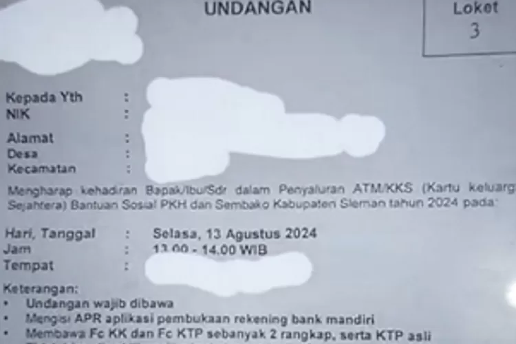 Undangan Pembuatan Rerekning KKS PKH BPNT Peralihan PT POS Sudah Beredar di Jawa Tengah, KPM Catat Jadwalnya (Facebook/@info pkh dan bpnt 2024 pasti cair )