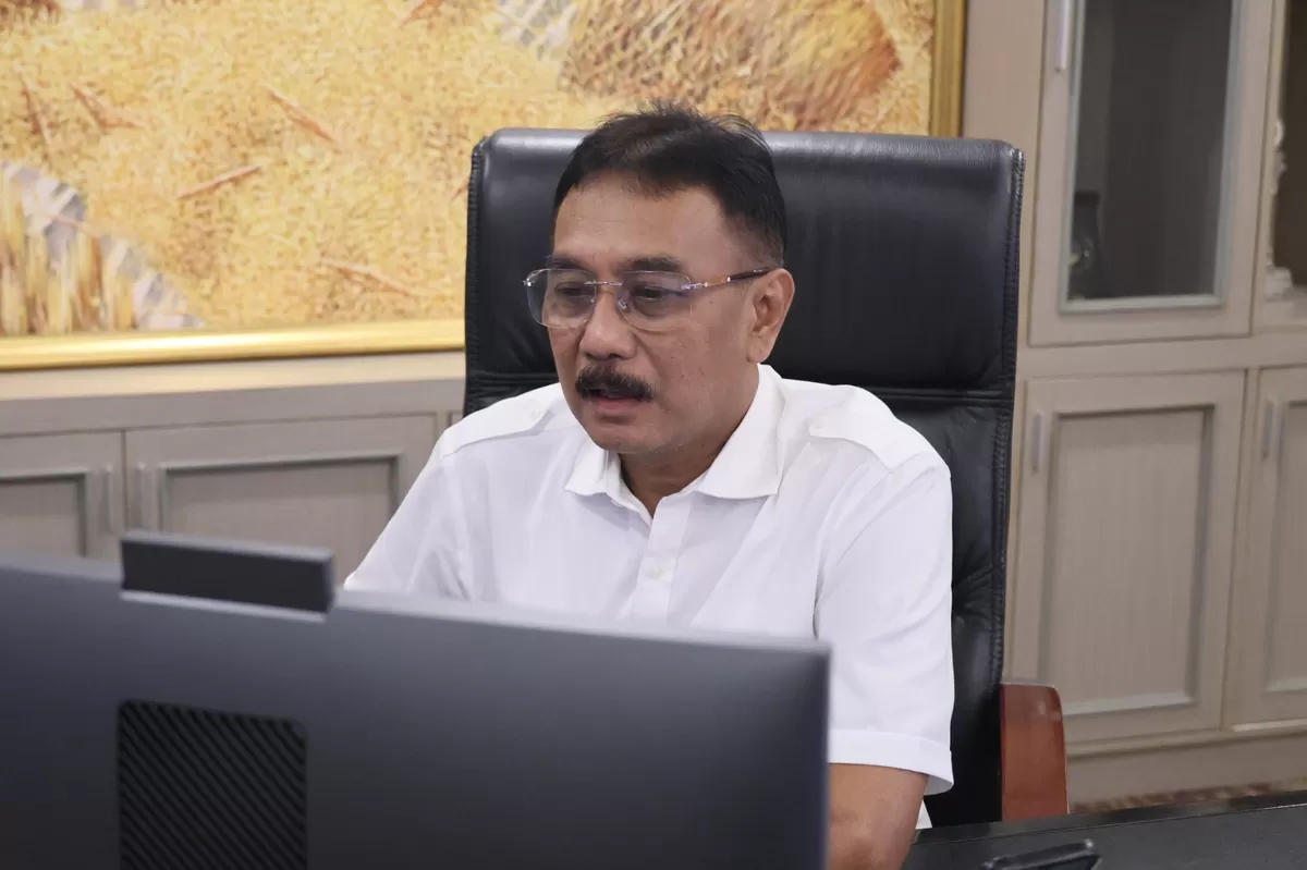 Sekjen Kementerian ATR BPN Dalu Agung Darmawan, membuka kegiatan Penyusunan Rencana Kerja dan Anggaran Kementerian/Lembaga (RKA-KL) Tahun Anggaran 2027 secara daring pada Senin 20 Juli 2026.  (Syaiful Amri)