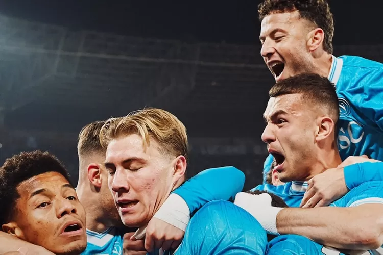 Pemain Napoli merayakan kemenangan dalam laga Napoli vs Juventus dalam lanjutan Liga Italia. (Instagram @officialsscnapoli) 