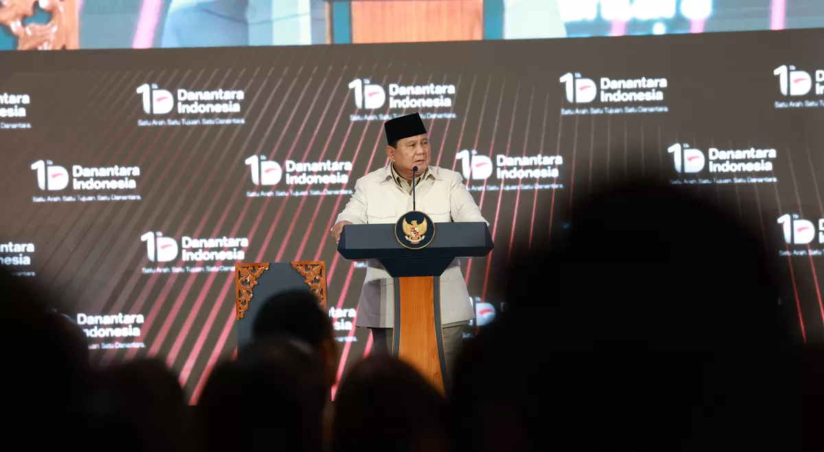 Presiden Prabowo Subianto saat acara syukuran satu tahun berdirinya Danantara di Wisma Danantara Indonesia, Rabu (11/3/2026).  (Kalimantansatu.com/Dok. Bakom. RI)