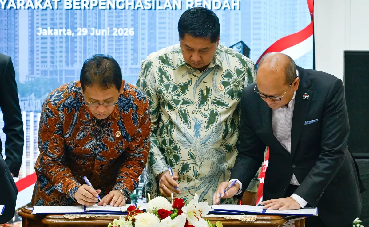 Menkeu Purbaya Yudhi Sadewa ketika acara Penandatanganan Komitmen Penyerahan Hibah Tanah di Wisma Danantara, Jakarta, Senin (29/6/2026). (Dok. Kemenkeu RI)
