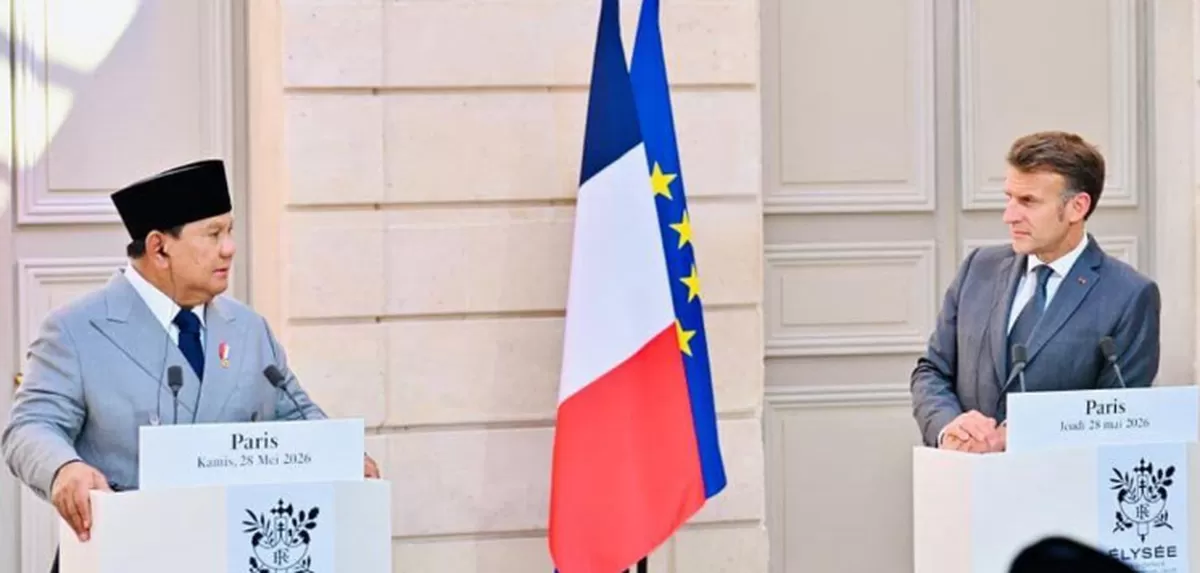 Presiden Prabowo Subianto dengan Presiden Prancis, Emmanuel Macron. (Sekretariat Negara)