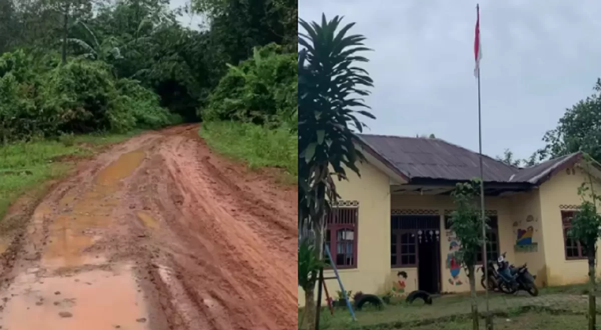 Warga di Kabupaten Way Kanan, Lampung mengeluhkan kondisi jalan rusak. (Instagram/gilaang.ramadhaan)