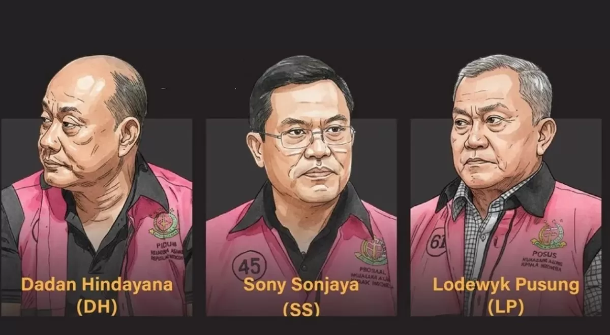 Tiga tersangka mantan kepala dan dua wakil BGN.(foto:Antara)