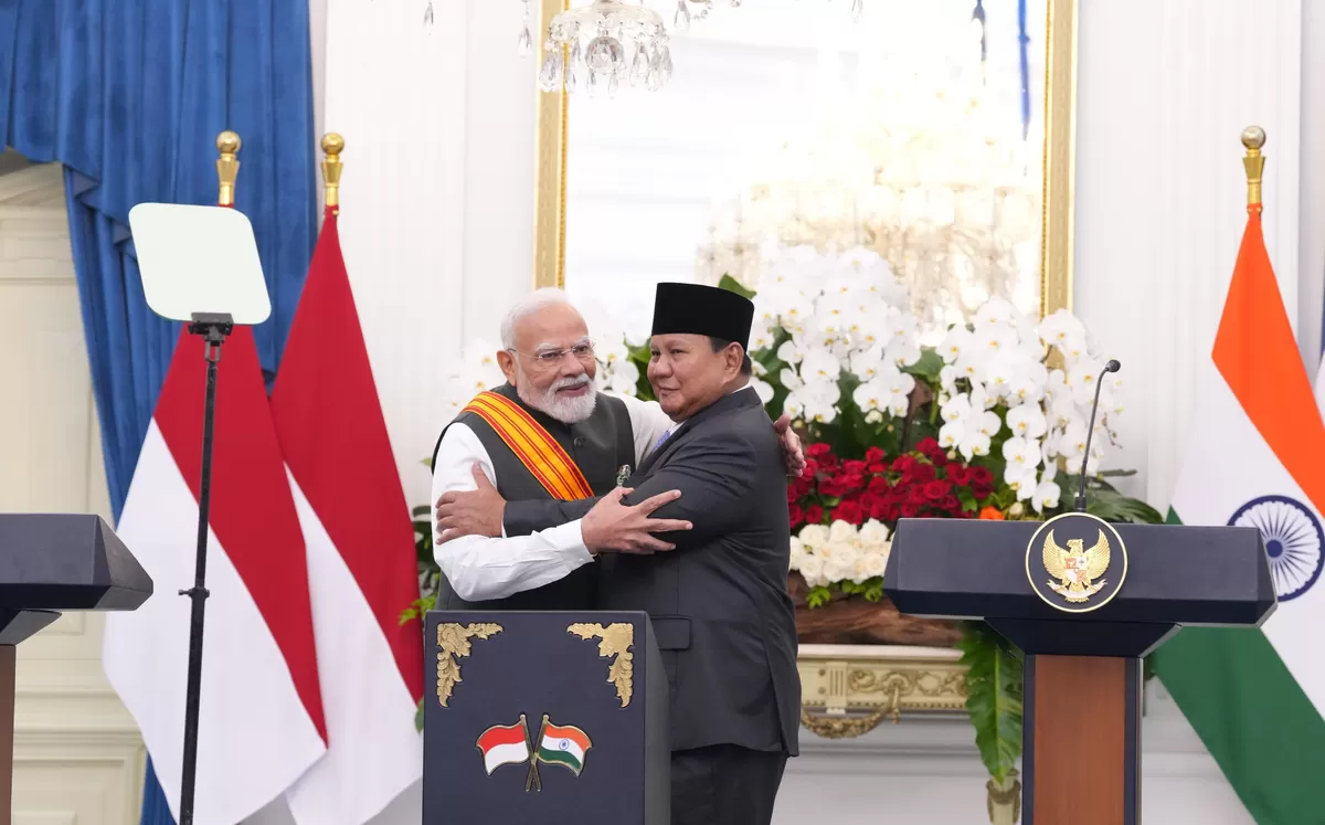 Presiden Republik Indonesia (RI) Prabowo Subianto bertemu dengan Perdana Menteri (PM) India Narendra Modi di Istana Merdeka, Jakarta, Selasa (7/7/2026). (Kalimantansatu.com/Dok. Bakom RI)