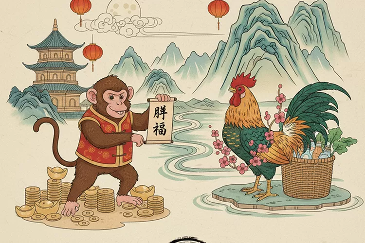 Ilustrasi peruntungan Shio Monyet dan Shio Ayam yang berlaku besok Sabtu 20 Desember 2025  (Gemini)