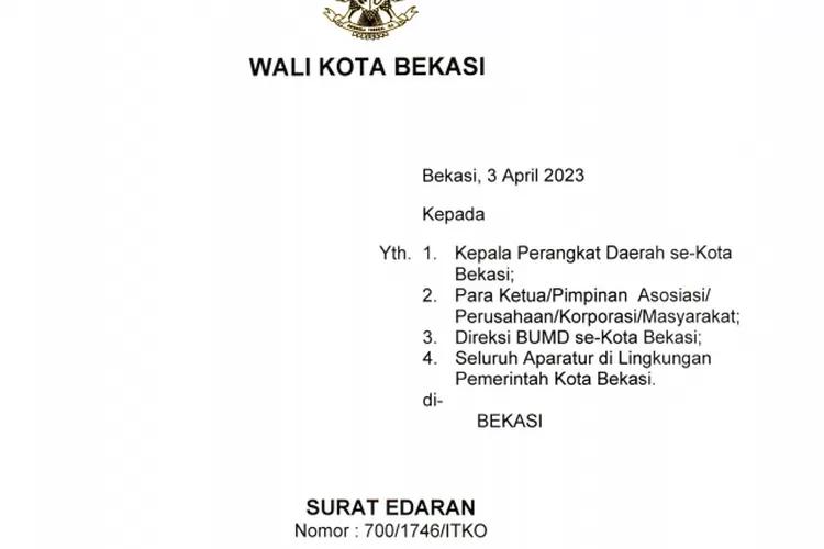 Surat Edaran Pemkot Bekasi Untuk Cegah Korupsi Di Hari Raya - Suara Karya