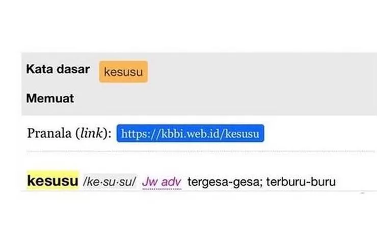 "Kesusu" Masuk KBBI, Kosakata Jawa Resmi Jadi Bahasa Indonesia