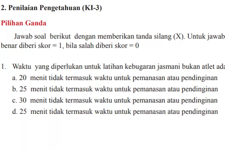 Kunci Jawaban PJOK Kelas 8 SMP/MTs Halaman 215 216 217 218 Penilaian ...