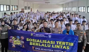 Polres Metro Depok Kunjungi SMA Sejahtera 1 : Gandeng Duta Mandala Jaya, Sosialisasikan Tertib Berlalu Lintas Kepada Siswa