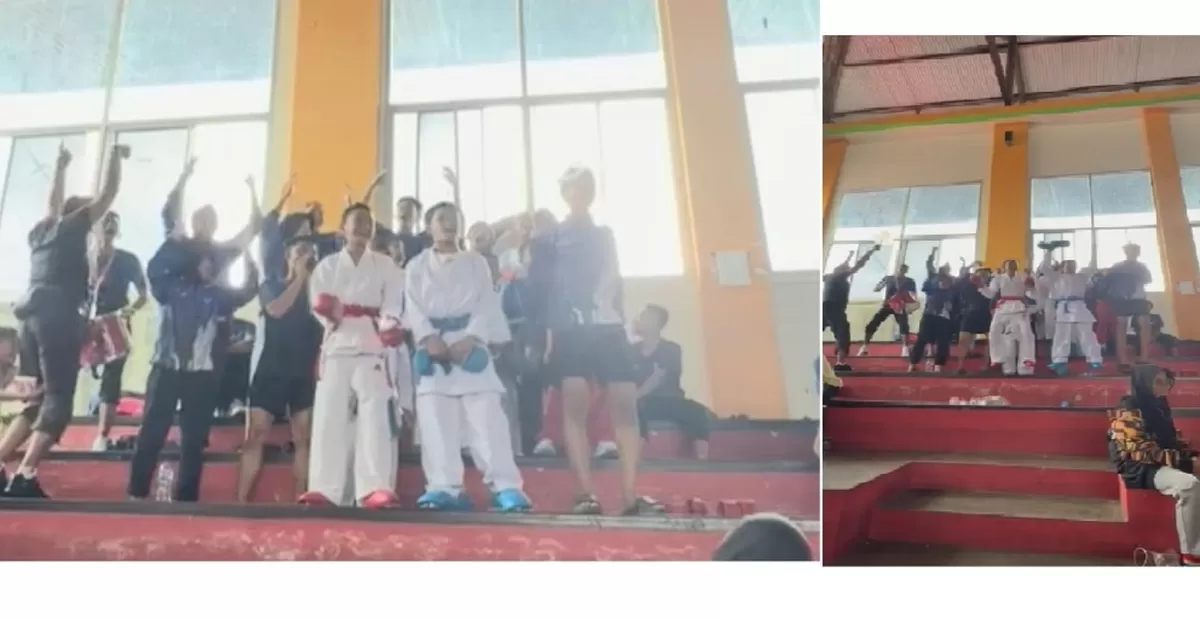 Suporter Jaguar Karate Club berhasil meraih penghargaan Suporter Terheboh di Ajang UBH Open Karate Championship.(IST)