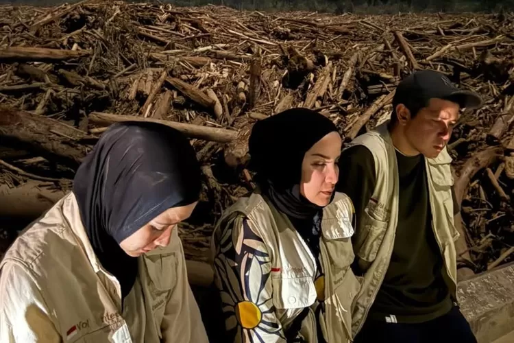 Zaskia Adya Mecca perlihatkan pemandangan gelondongan kayu di daerah terdampak banjir Sumatra (Foto: Gorajuara/ Instagram/ @zaskiaadyamecca)