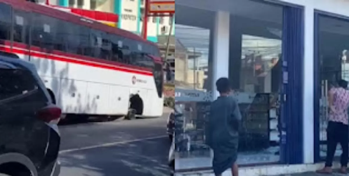 Menyoroti insiden viral terkait ban bus primajasa yang meluncur ke arah apotek di jalan pertigaan Pamoyanan, Tasikmalaya.  (Instagram.com/@tasiknet)