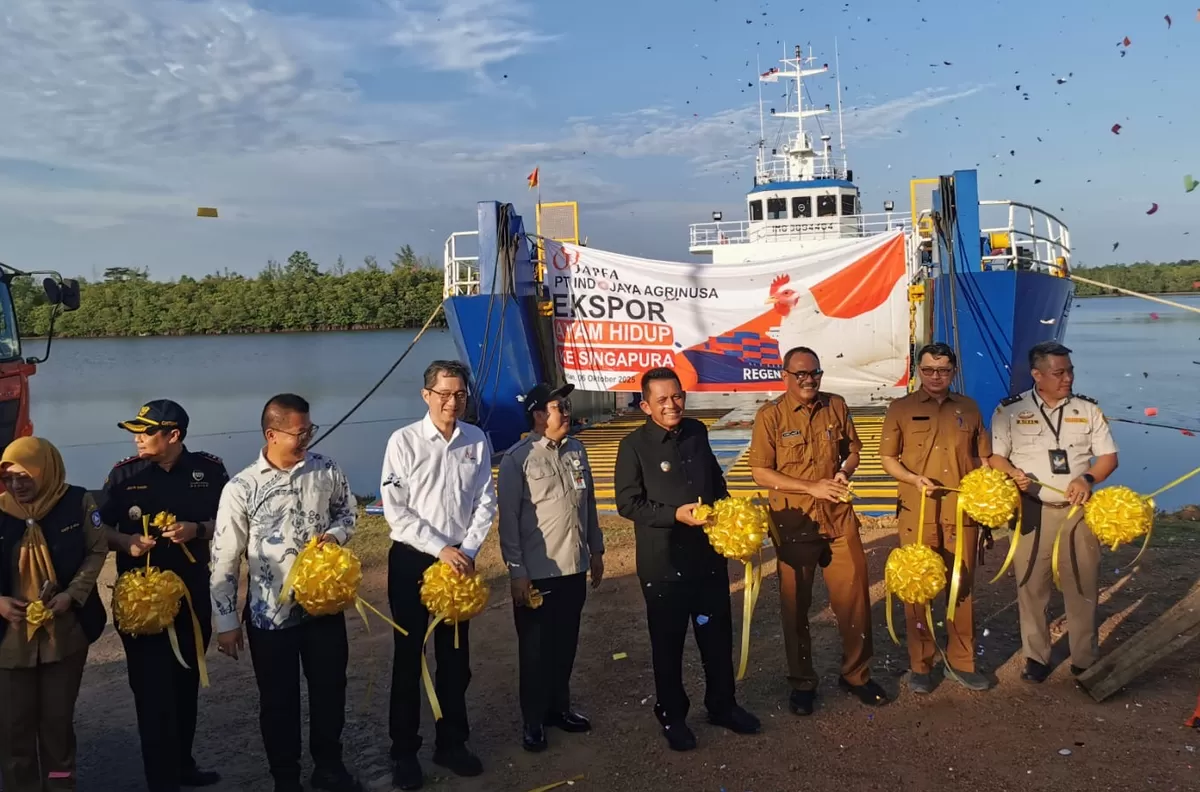 Pelepasan ekspor ayam hidup oleh Gubernur Kepri Ansar Ahmad melalui Pelabuhan Sri Payung, Batu Enam, Tanjungpinang. (Foto:dok Diskominfo Kepri)