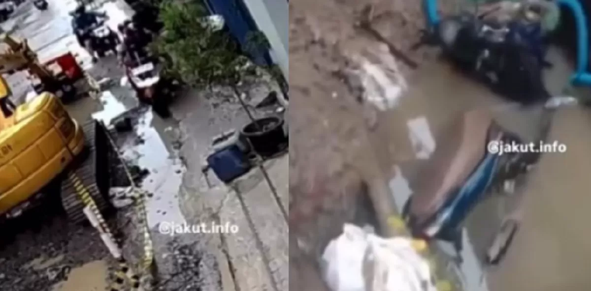 Menyoroti insiden pemotor yang tercebur akibat galian rawan dalam proyek pengelola air limbah di Penjaringan, Jakarta Utara (Jakut). (Instagram.com/@jakut.info)