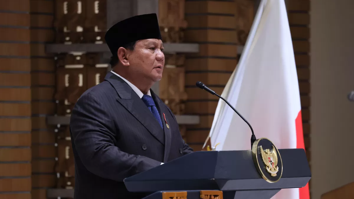 Presiden Republik Indonesia, Prabowo Subianto mengajak para pengusaha Jepang untuk memperluas investasi di Indonesia dalam forum Indonesia&ndash;Japan Business Forum yang digelar di Tokyo, Senin (30/3/2026). (Kalimantansatu.com/Dok. Bakom RI)